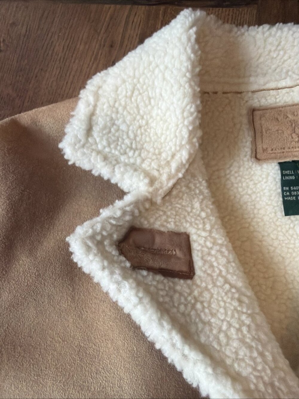 Vintage Ralph Lauren Suede Shearling Jacket Car Coat Sz Medium  American classic - Picture 3 of 9